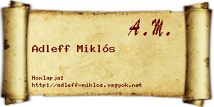 Adleff Miklós névjegykártya